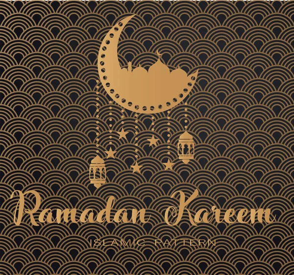 Árabe Ramadã Kareem Ouro Lua —  Vetores de Stock