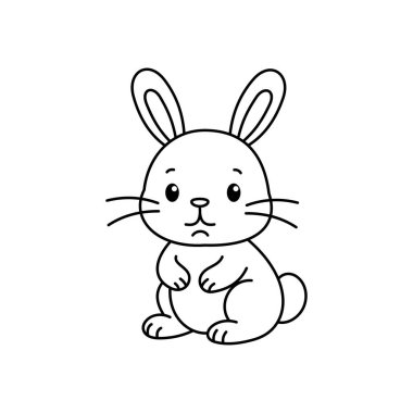 Sevimli çizgi film Tavşan boyama kitabı illüstrasyon vektör tasarımı şablonları beyaz arkaplanda izole edilmiş basit ve modern konsept