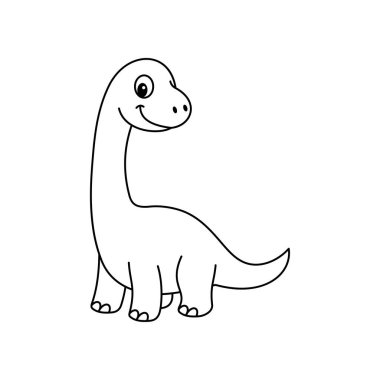 Boyama kitabı Brontosaurus şirin vektör tasarım şablonları basit ve modern konsept, beyaz arkaplan üzerinde izole