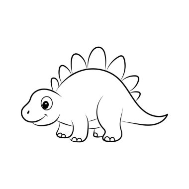 Boyama kitabı Stegosaurus şirin vektör tasarım şablonları basit ve modern konsept, beyaz arka planda izole
