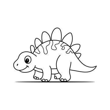 Boyama kitabı Stegosaurus şirin vektör tasarım şablonları basit ve modern konsept, beyaz arka planda izole