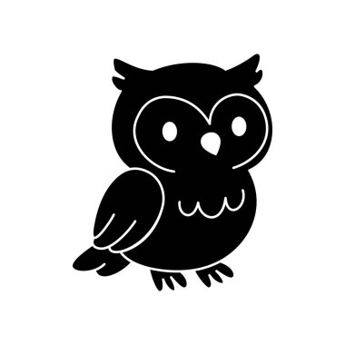 Sevimli çizgi film Baykuş boyama kitabı illüstrasyon vektör tasarım şablonları basit ve modern konsept