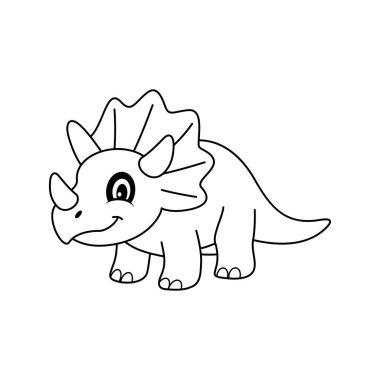 Boyama kitabı Triceratops şirin vektör tasarım şablonları basit ve modern konsept, beyaz arkaplan üzerinde izole