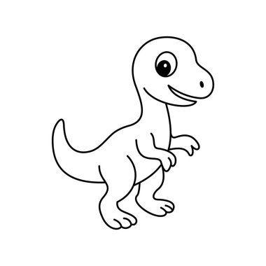 Boyama kitabı Raptor Dino şirin vektör tasarım şablonları basit ve modern konsept, beyaz arkaplan üzerinde izole