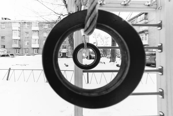 Элементы Детской Игровой Площадки Черно Белое Фото — стоковое фото