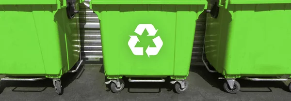 yellow and green street garbage containers. eco-friendly biodegradable trash. waste sorting
