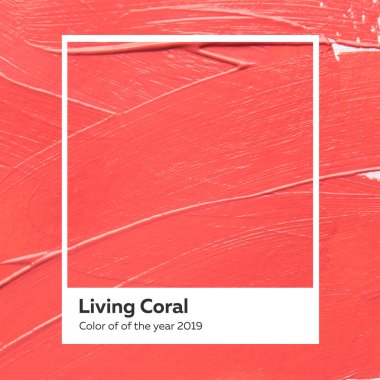 fırça ve boya doku kağıt yaşam mercan. Yıl 2019 rengi. livingcoral