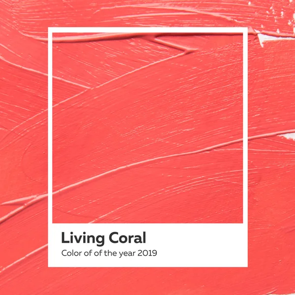 fırça ve boya doku kağıt yaşam mercan. Yıl 2019 rengi. livingcoral