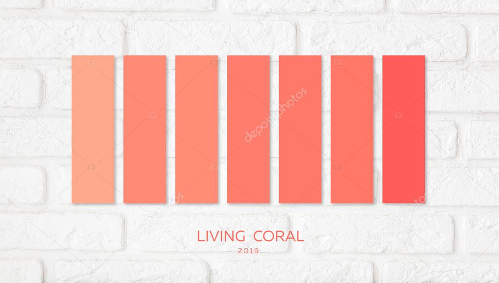 color palette for designer on white background. Color of the year 2019 living coral. livingcoral.