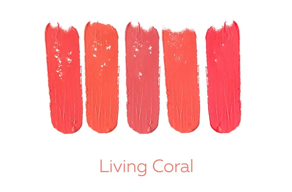 Tekstura Pędzla Farby Papierze Życia Koralowców Kolor Roku 2019 Livingcoral — Zdjęcie stockowe