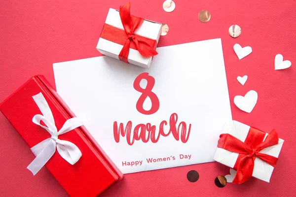 Happy womans day 8 march. flatlay — Stock Photo, Image