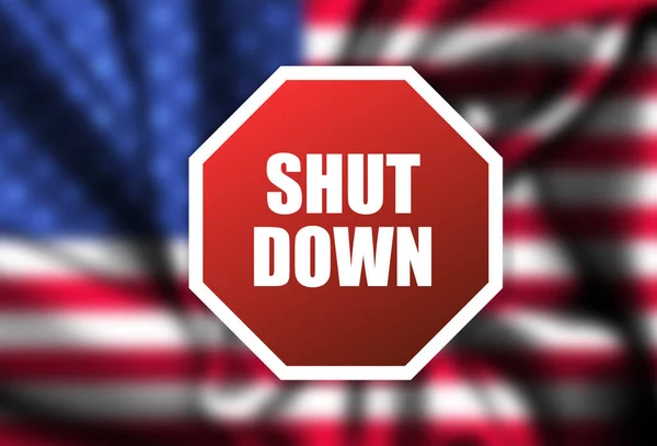 Regeringen shutdown USA koncept med amerikanska flaggan. Protest — Stockfoto