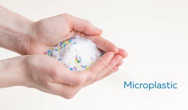 microplastic particles in salt. pollution of the environment and ocean clipart