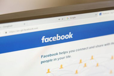Ufa, Rusya. 15 Şubat 2019: resmi Facebook sitesi, monitör ekranında ana sayfası