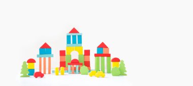 Çevre dostu ahşap renk yapıcı beyaz arka plan üzerinde izole. okul öncesi çocuk gelişimi