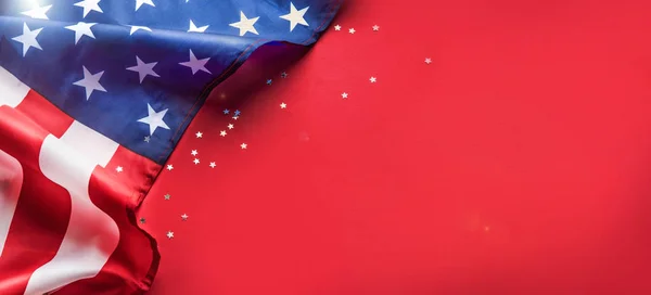 Viering van Onafhankelijkheidsdag. Verenigde Staten van Amerika vlag achtergrond voor 4 juli. Copyspace — Stockfoto