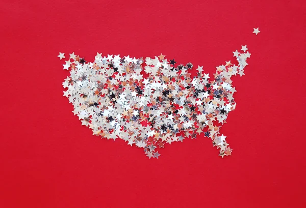 Viering van Onafhankelijkheidsdag. Verenigde Staten van Amerika kaart achtergrond voor 4 juli — Stockfoto
