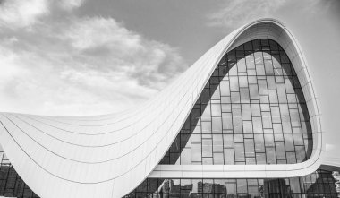 Beyaz Mimari Dairesel Arka Plan. Modern Bina Tasarımı. Soyut Kavisli Şekiller.