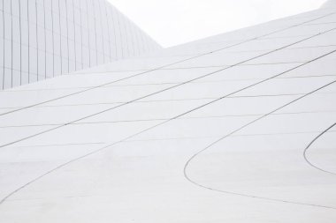 Beyaz Mimari Dairesel Arka Plan. Modern Bina Tasarımı. Soyut Kavisli Şekiller.