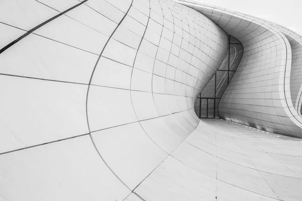 White Architecture Circular Background. Modern Building Design. Abstract Curved Shapes.