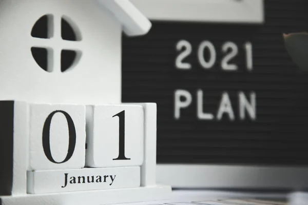 2021 Νέο Έτος Στόχος Σχέδιο Δράση Αξεσουάρ Γραφείου Επιχειρηματικά Κίνητρα — Φωτογραφία Αρχείου