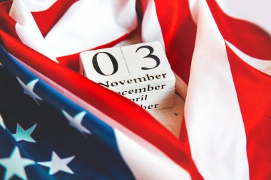 3 Kasım 2020, ABD 'de 59. Başkanlık Seçimi. Düz konum: ABD bayrağı