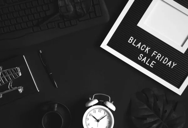 Black Friday Sale Black Composition Top View Flat Lay White — Stock Photo, Image