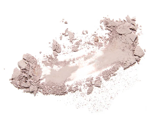 Crumbled Beige Blush Isolated White Background — Stock Photo, Image