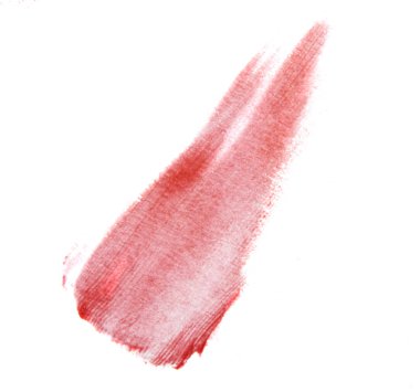 kırmızı lekeli ruj fırçası darbesi beyaz arkaplanda izole edildi