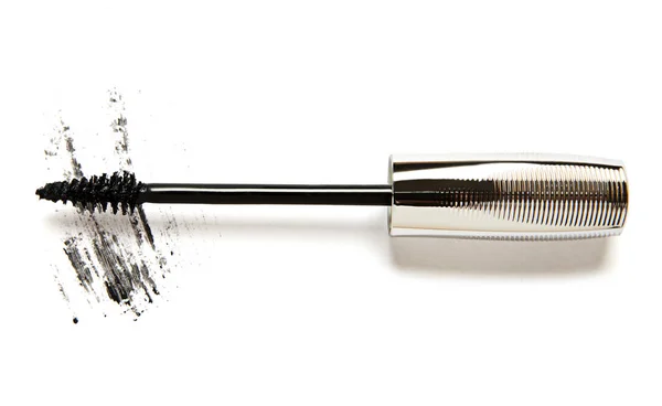 Black Mascara Brush Mascara Trace Isolated White Background — Stock Photo, Image