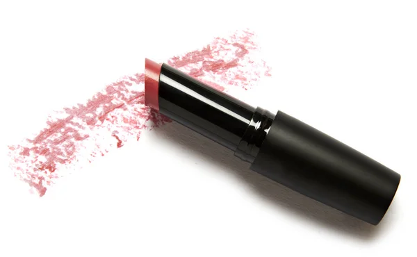 Lápiz Labial Rojo Con Paquete Negro Trazo Pincel Lápiz Labial — Foto de Stock