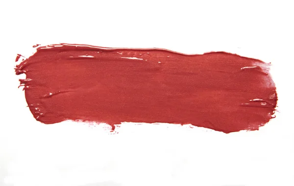Piros Maszatos Rúzs Ecset Stroke Izolált Fehér Háttér — Stock Fotó