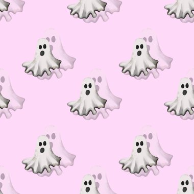 Beyaz ve gri hayaletlerin eğlenceli bir düzeni etrafa saçıldı. Bu tasarım Cadılar Bayramı temalı el sanatları, dekorasyon ve giysi ürünleri için mükemmeldir..