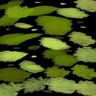 Yeşilin yumuşak fırça darbeleri tuvali farklı tonlarda doldurur, koyu bir arkaplan karşısında, enerjik ve dinamik bir sanatsal kompozisyon sergiler..