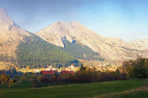 Güzel Sonbahar Dağ Manzarası Karadağ Lovcen Milli Parkı Görünümü Njegusi — Stok fotoğraf