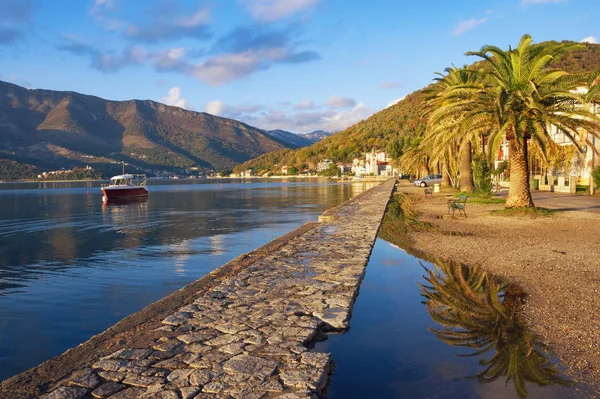 Rain View Mediterranean Village Sunny Autumn Day Montenegro Tivat Donja — Stock Photo, Image