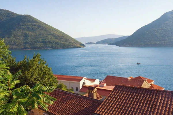 Montenegro Baai Van Kotor Uitzicht Het Smalste Deel Van Baai — Stockfoto