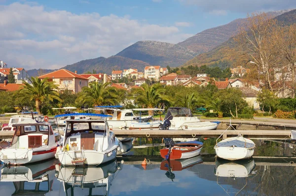 Malebné Středomořské Krajiny Slunný Zimní Den Černá Hora Město Tivat — Stock fotografie