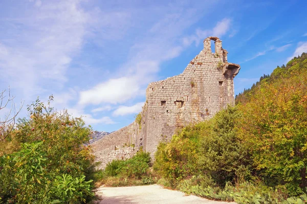 Ruins of the old fortress. Montenegro, Perast, fortress of Saint Cross