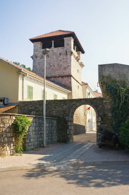 Medieval architecture. Summer house of the noble family Buca (15th century). Tivat city, Montenegro clipart