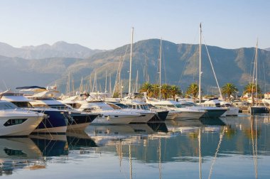 Sonbaharda Porto Karadağ Yat marina. Karadağ, Adriyatik Denizi, Kotor Körfezi, Tivat şehri