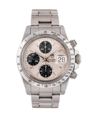 Tudor kronograf, Big Block modeli, 79160 otomatik saat, gri kadranlı çelik kasa. Milan, İtalya, 14 Nisan 2025.