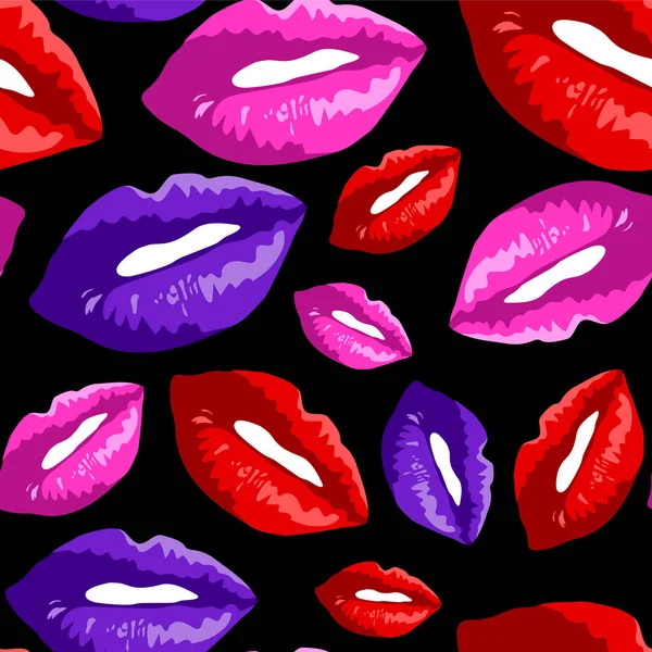 Labios de las mujeres en un patrón sin costuras — Vector de stock