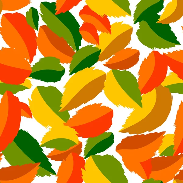 Falling leaves in seamless pattern vector illustration — Stock Vector