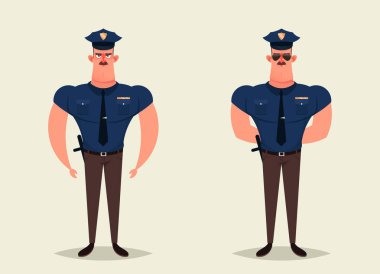 Komik çizgi film karakteri - polis. Vektör çizim