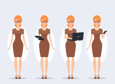 Şirin iş kadını - vektör Set