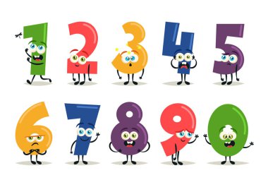 Komik karikatür numaraları. Vektör Set