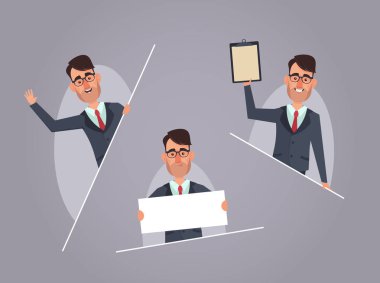 Çizgi film ofis çalışanları ve çizgiler. Vektör çizim