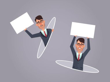 Çizgi film ofis çalışanı boş komiteler ile. Vektör çizim