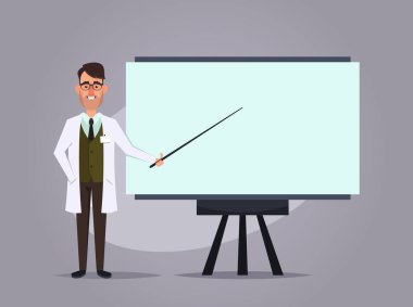 Çizgi film Profesör sunu. Vektör çizim